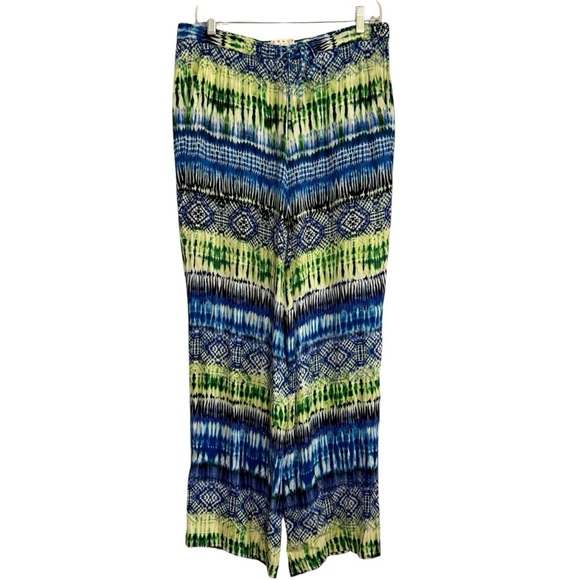 CHAUS Women's Palazzo Pants Blue Multi Pockets Wide Leg Elastic Waist Medium - Picture 1 of 6